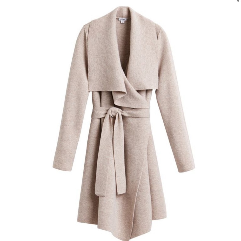 Cuyana Cashmere Short wrap coat- beige